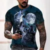 Men's T-Shirts Wolf T-Shirt Men's 3D Print Tees Summer Short Oversized Clothing Fashion Harajuku Animal Tops New Casual Boys T Shirt Streetwear 022223H