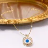 Blue Evil Eye Pendant Necklace Turkish 18k Yellow Gold Filled Classic Pendant Choker Chain Women Men Jewelry Gift