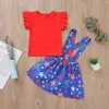 Completi di abbigliamento Toddler Baby Girl Independence Day's Gonna con cinturino a maniche corte Stampa Girocollo classico 0-4 anni