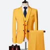 Men's Suits 2023 Solid Color Large Size Male Business Casual Suit Three Pieces Fashion Single Row Two Buckle Korean Slim Groom