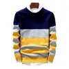 Men's Sweaters Classic Striped Pattern Male Knitted Sweater Top Pullover Warm Coldproof