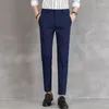 Pantalons pour hommes drapé neuf parties pantalon décontracté hommes 2023 printemps été jeunesse tendance affaires bouton noir bleu pantalon sans fer Streetwear joggeurs