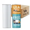 USA STOCK Straight 20oz Sublimation Blanks Tumbler Mugs stainless steel blank tall cylinder water bottle with straw lids 2 Days Delivery