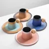 Cups Saucers 220ML Ceramic Coffee Mug Tea Cup With Lid And Spoon For Office Home Is Perfect Birthday Gifts Women A