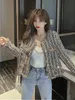 Womens Jackets HMA Elegant Korean Chic Tweed Women Jacket Long Sleeve ONeck Spring Coat Fashion Single Breasted Femme 230223