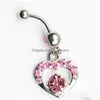 Navel Bell Button Rings D0086 Mix Colors Clear Color1 Color Nice Belly Ring Heart Style With Piercing Body Jewlery Drop Del Dhgarden Dhqbm