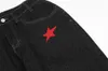 Jeans masculin surdimensionné étoiles rétro broderie lavée pantalon pour hommes en denim noir lavé harajuku couple décontracté jeans jeans lâches jean pantalon 230222