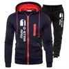 Herren-Trainingsanzüge, Herren-Marken-Trainingsanzug, lässiges Jogging-Set, modisches All-Match-Outdoor-Anzug, Mann, vertikaler Reißverschluss, Jacke, schwarze Jogginghose, 2 Stück, 230223