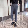 Men's Suits & Blazers 2023 Fashion Business Casual Suit Pants Autumn Brand High Quality Check Slim Formal Dress Plus Size 28-44