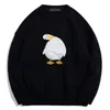 Herren T-Shirts Harajuku Übergroßer Strickpullover Männer Cartoon Ente Gans Stickerei Pullover Japanische Mode ONeck Streetwear Paar Unisex 230223