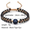Link Chain Double Black Tiger Eye Stone Charm Bead Armband Tibetan rep handgjorda justerbara armband armband för kvinnor män smycken G230222