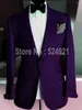 Męskie garnitury na zamówienie mężczyzn Purple wzór pana młodego Tuxedos szal klapy drużby ślubne 2 sztuki (krawat z kurtkami) c777