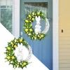 装飾的な花の花輪イースター装飾2023ホームフロントドアバニーガーランド装飾休日25cm P230310