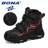 Turnschuhe BONA Stil Winter Jungen Stiefel Kinder Schuhe Für Kinder Turnschuhe Leder Stiefel Plüsch Warme Flache Stiefeletten Bequem 230223