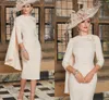 Классическая Cloumn Mother of the Bride Dress O-образное вырезок 3/4 рукава с бисером чай.