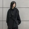 女性用ブラウスディープタウンハラジュク女性の特大の日本語スタイルブラックファッションゴシックシャツ審美的な長袖非対称