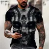 Mens T-Shirts Summer Horror Skull 3D Print T Shirt For Men Casual Oversized Short Sleeve Clothes Streetwear Hip Hop Tops Tees Men Clothing 4XL 022223H