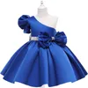 Abiti da ragazza EACHIN Nuovo arrivo Ragazze Elegante fiocco Tinta unita Abiti da principessa Una spalla Abbigliamento per bambini Baby Kids Wedding Party Dress Z0223