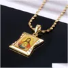 Colares pendentes Jesus Head Gold Color Chain Women Christian Jewelry Crucifix Drop Deliver