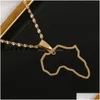 Pendant Necklaces Gold Plated Stainless Steel African Map Necklace Jewelry Of Africa Continent Drop Delivery Pendants Dh0Vn
