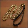 Dog Collars Leashes GoldenSier Stainless Steel Chain with Black Leather Leash Cool Training Pet Supplies 1020 Drop Delivery Home G Otynd