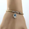 Lot de chaînes à maillons - 50pcs HAMSA HAND "Eye Bead" Bracelets à cordes en or - Pendentif porte-bonheur 01766 G230222