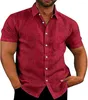 T-shirts pour hommes été revers couleur unie à manches courtes hommes chemise décontracté boutonné Streetwear col rabattu T-Shirts