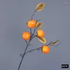 Dekorativa blommor konstgjorda persimmon frukt hem interiör dekoration vardagsrum multi-head falsk