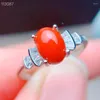 Bagues de cluster KJJEAXCMY Fine Bijoux S925 Sterling Argent Incrusté Naturel Rouge Corail Fille Bague De Luxe Support Test Style Chinois Vente