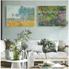 auf Leinwand Poster und Gemälde Wandbild für Wohnzimmer Claude Monet Pappeln Mohnfelder Landschaft Impressionist Ölgemälde Woo