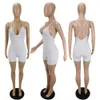 Designer Solid Backless Short Kobiety Jumps 2023 Bandage Chude Y2K Playsuits White Pit Stref Seksowne Body 9325