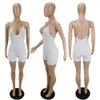 Designer Solide Rückenlose Kurze Frauen Overalls 2023 Bandage Dünne Y2K Playsuits Weiß Pit Streifen Sexy Bodys 9325