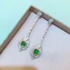 Dangle żyrandol Ruzzallati Vintage Antique Lab Emerald Jewelry Srebrny kolor Pusty Projekt Długie krople kolczyki dla kobiet Dangler Prezent 230223