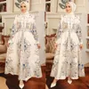 Ethnische Kleidung Elegante muslimische Frauen Hemdkleid Morocan Kaftan Langarm Türkei Dubai Print Abaya Islamisches arabisches Kleid Vestido Kleider