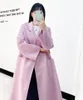 Kvinnans jackor 2023 Autumn Winter Doublesided Cashmere Coat for Women Long High Quality Classic Corrugated Female Ull Youterwear 230223