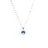 Pendentif Colliers GD Vintage Bleu Rond Cristal Collier Ras Du Cou Pour Les Femmes Cadeau Argent Couleur En Acier Inoxydable Collier Bijoux Non Ternir