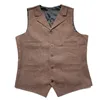 Men's Vests Suit Vest Brown Wedding Wool Tweed Business Waistcoat Jacket Casual Slim Fit Gilet For Man 230222