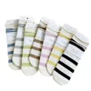 Women Socks Candy Color Fashion Striped Sport Soft Breathable Solid High School Students Cotton