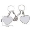 Sublimer vierge Couple porte-clés impression par transfert de chaleur coeur rond porte-clés pendentif bricolage cadeau porte-clés tt0223