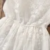 Robes de fille Robes de princesse élégantes blanches pour filles vêtements sans manches été enfants fête robe en dentelle bébé enfants Costumes 6 8 10 12 ans