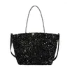 Kvällspåsar Autumn och Winter Super Sequins Tote Bag Women Bling Dinnerhandbagvintage Temperament Shoulder Designer