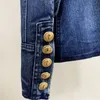 Ternos femininos Blazers Designer de moda de rua High Rua Blazer Jaqueta Botões de Metal de Metal de Metal Blazer de jeans de peito duplo Blazer