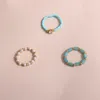 Anneaux de bande 3 pièces Simple simulé perle anneau ensemble bohème bijoux multicolore résine perle élastique anneaux pour femmes nuptiale fête cadeau G230213