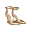Gianvito Rossi Stiletto-Pumps, Abendschuhe, Reißverschluss hinten, Sandale, Stiletto-Pumps aus echtem Leder, 105 mm, Knöchelriemen, superhohe Damenschuhe, Luxus-Designer-Schuhe