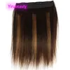 5-Clips One Piece P4/27 Clips In Hair Extensions Brazilian 100% Human Hair Straight Piano Color 14-24inch 60-100g