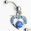 Navel Bell Button Rings D0086 Mix Colors Clear Color1 Color Nice Belly Ring Heart Style With Piercing Body Jewlery Drop Del Dhgarden Dhqbm