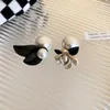 Stud Earrings 2023 French Luxury Pearl Flower For Women Fashion Lovely Girl Unusual Jewelry Christmas Gift Accessories