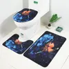 Tappeti Tappetino per WC in tre pezzi Set con stampa donna africana Copertura in flanella e tappeti Tappetino antiscivolo per bagno