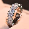 Cluster Rings Lovely Arrival Luxury Jewelry 925 Sterling Silver T Princess Cut White Clear CZ Women Wedding Party Small Ring Gift