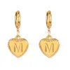 Hoop Earrings & Huggie Stainless Steel Earring For Women Jewelry Letter A-Z Engrave Heart Love Charms
